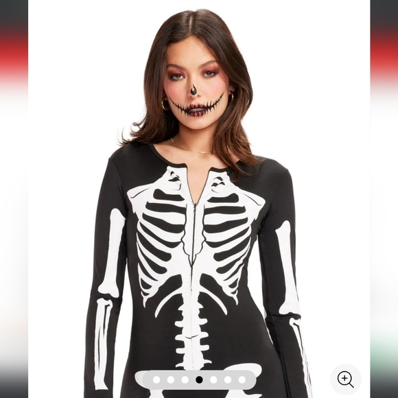 NWT! Tipsy Elves, Skeleton Bodysuit Costume, Black/White, Size Medium -$79.95 - Picture 4 of 14